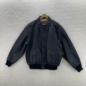 Landing Leathers Bomber Jacket Mens XLT Air Force Black Leather Flight G-1 A-2